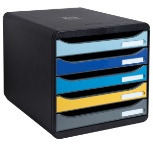 CASSETTIERA A4 5 CASSETTI BIG-BOX PLUS NERO/MULTICOLORE BEE BLUE EXACOMPTA COD. 3094202D
