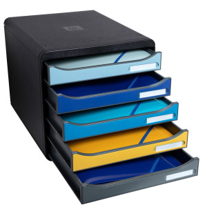 CASSETTIERA A4 5 CASSETTI BIG-BOX PLUS NERO/MULTICOLORE BEE BLUE EXACOMPTA COD. 3094202D