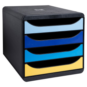 CASSETTIERA A4 4 CASSETTI BIG-BOX NERO/MULTICOLORE BEE BLUE EXACOMPTA COD. 3104202D