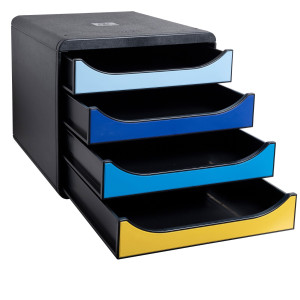 CASSETTIERA A4 4 CASSETTI BIG-BOX NERO/MULTICOLORE BEE BLUE EXACOMPTA COD. 3104202D