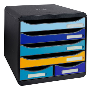 CASSETTIERA A4 6 CASSETTI BIG-BOX MAXI NERO/MULTICOLORE BEE BLUE EXACOMPTA COD. 3124202D