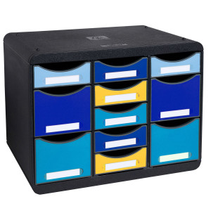 CASSETTIERA 11 CASSETTI STORE-BOX MULTI NERO/MULTICOLORE BEE BLUE EXACOMPTA COD. 3137202D