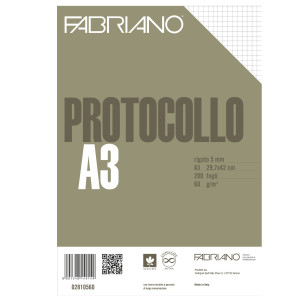 PROTOCOLLO 5MM 200FG 60GR F.TO A3 CHIUSO (21X29,7CM) FABRIANO COD. 02810560