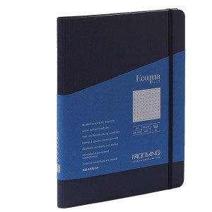 TACCUINO C/ELAST. ECOQUA PLUS SPIRAL. A5 70FG. PUNTINATO BLU SCURO FABRIANO COD. 19032104