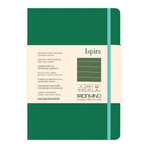 TACCUINO C/ELAST. ISPIRA COP. FLESS. F.TO A5 96FG. A RIGHE VERDE FABRIANO COD. 19614805