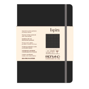 TACCUINO C/ELAST. ISPIRA COP. FLESS. F.TO A5 96FG. PUNTINATO NERO FABRIANO COD. 19614810