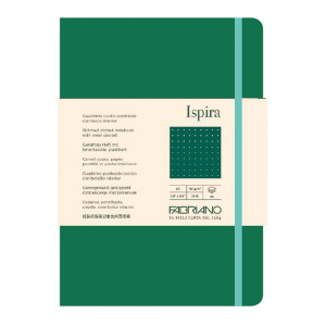 TACCUINO C/ELAST. ISPIRA COP. FLESS. F.TO A5 96FG. PUNTINATO VERDE FABRIANO COD. 19614811