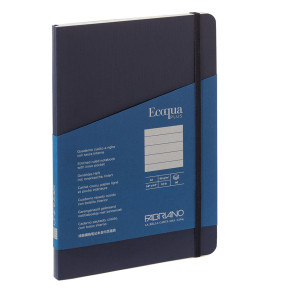 TACCUINO C/ELASTICO ECOQUA PLUS CUCITO F.TO A5 80 FG. RIGHE BLU SCURO FABRIANO COD. 19621004