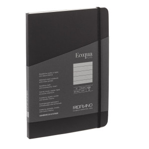 TACCUINO C/ELASTICO ECOQUA PLUS CUCITO F.TO A5 80 FG. RIGHE NERO FABRIANO COD. 19621008