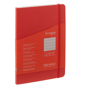 TACCUINO C/ELASTICO ECOQUA PLUS CUCITO F.TO A5 80 FG. RIGHE LAMPONE FABRIANO COD. 19621009