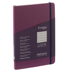 TACCUINO C/ELASTICO ECOQUA PLUS CUCITO F.TO A5 80 FG. RIGHE VINO FABRIANO COD. 19621012