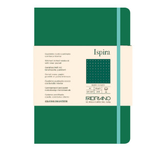 TACCUINO C/ELAST. ISPIRA COP. RIGIDA F.TO A5 96FG. PUNTINATO VERDE FABRIANO COD. 19714811