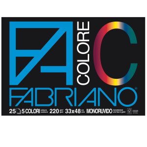 BLOCCO FACOLORE (33X48CM) 25FG 220GR 5 COLORI FABRIANO COD. 65251533 CONFEZIONE DA 5