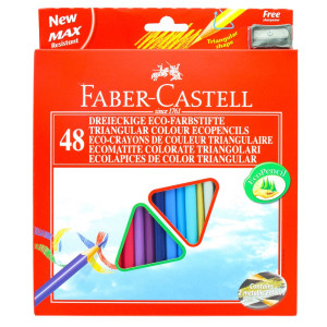 ASTUCCIO 48 PASTELLI COLORATI TRIANGOLARI ECO + TEMPERINO FABER CASTELL COD. 120548