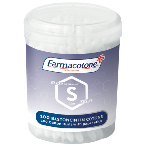 100 BASTONCINI COTONATI IN BARATTOLO SILVER ASSET FARMACOTONE COD. 1633FC