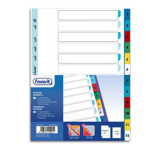 DIVISORI NUMERICI PP A4 12 TACCHE COL. ASS. FAVORIT COD. 400132468