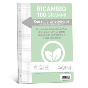 RICAMBI C/RINFORZO ECOLOGICO F.TO A4 100GR 40FG 4MM FAVINI COD. A474404