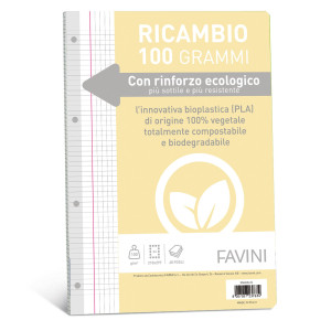 RICAMBI C/RINFORZO ECOLOGICO F.TO A4 100GR 40FG 5MM C/MARGINE FAVINI COD. A475414