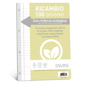 RICAMBI C/RINFORZO ECOLOGICO F.TO A4 100GR 40FG 1 RIGO C/MARGINE FAVINI COD. A476404