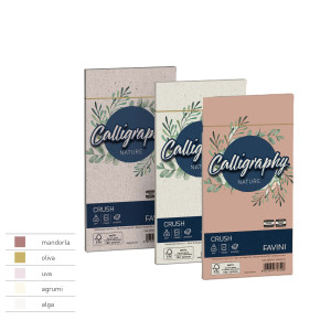 25 BUSTE CALLIGRAPHY NATURE CRUSH 90GR 110X220MM ALGA FAVINI COD. A57Q204
