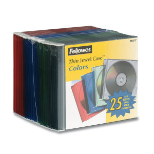 SCATOLA 25 CUSTODIE CD SLIM COLORI ASS.TRASPARENTI FELLOWES COD. 98317