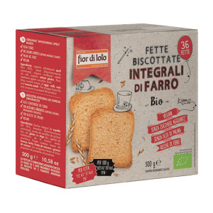 CONFEZIONE DA 36 FETTE BISCOTTATE INTEGRALI AL FARRO - 300GR - FIOR DI LOTO COD. 0036331