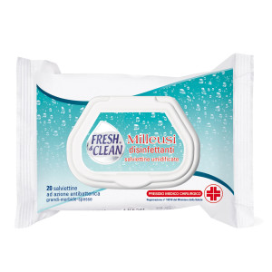 BUSTA DA 20 SALVIETTE DISINFETTANTI MILLEUSI AD AZIONE ANTIBATTERICA FRESHCLEAN COD. 06-0242