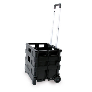 CARRELLO PIEGHEVOLE CON CASSA IN PLASTICA PORTATA MAX 25KG COD. C1299040