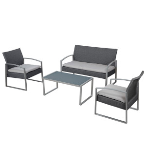 SALOTTO ALICANTE NERO/GRIGIO - SET 4 ELEMENTI COD. S1304522