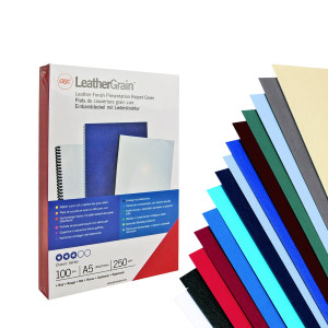 100 COPERTINE LEATHERGRAIN 250GR A4 BLU SCURO GOFFRATO COD. CE040029 CONFEZIONE DA 10