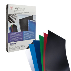 100 COPERTINE POLYOPAQUE A4 300MIC NERO PPL COD. IB386831 CONFEZIONE DA 10