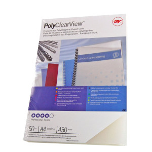 SCATOLA 100 COPERTINE POLYCLEAR VIEW A4 300MICRON PPL NEUTRO TRASP.OPACO GBC COD. IB386848