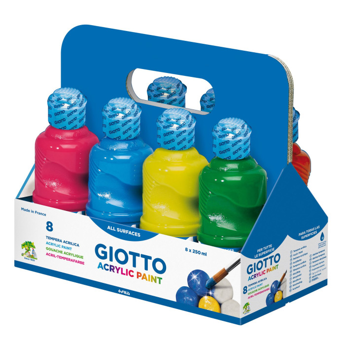 SCHOOLPACK 8 FLACONI TEMPERA PRONTA ACRILICA 250ML COLORI