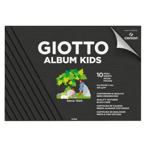 ALBUM KIDS CARTONCINO NERO 5+ F.TO A4 220GR 10FG GIOTTO COD. 580600 CONFEZIONE DA 5