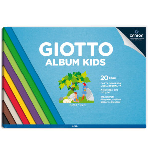 ALBUM KIDS CARTA COLORATA 2+ F.TO A4 120GR 20FG GIOTTO COD. 580700 CONFEZIONE DA 5