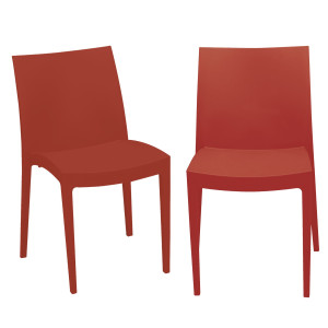 SET DA 2 SEDIE VENICE IN POLIPROPILENE ROSSO GRANDSOLEIL COD. S6224R