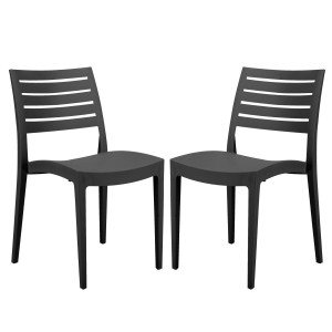 SET DA 2 SEDIE FIRENZE IN POLIPROPILENE ANTRACITE GRANDSOLEIL COD. S6227Y