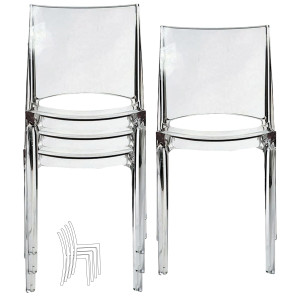 SET DA 4 SEDIE B-SIDE IN POLICARBONATO TRASPARENTE GRANDSOLEIL COD. S6315TR