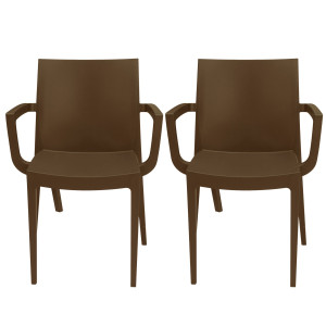 SET DA 2 SEDIE CON BRACCIOLI VENICE IN POLIPROPILENE MOKA GRANDSOLEIL COD. S6624MK