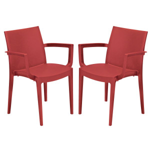 SET DA 2 SEDIE CON BRACCIOLI VENICE IN POLIPROPILENE ROSSO GRAND SOLEIL COD. S6624R
