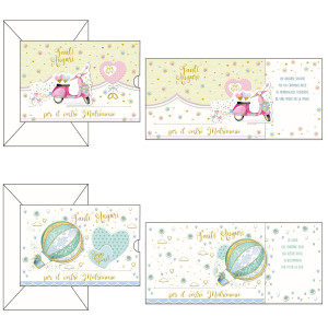 BIGLIETTO MATRIMONIO 4 SOGGETTI ASS. KARTOS COD. 17987401 CONFEZIONE DA 12