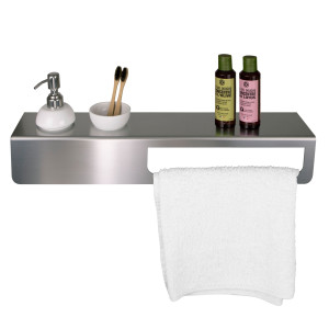 MENSOLA CON PORTASALVIETTE IN ACCIAIO INOX SATINATO LAMINART COD. CON001-57/AS