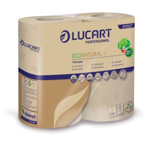 PACCO 4 ROTOLI CARTA IGIENICA 400 STRAPPI ECONATURAL LUCART COD. 811927