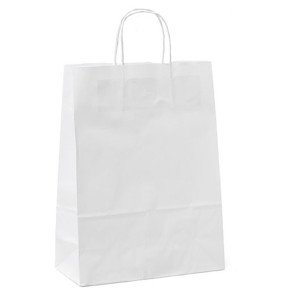 25 SHOPPERS CARTA 26X11X34,5CM BIANCO NEUTRO CORDINO COD. 031496