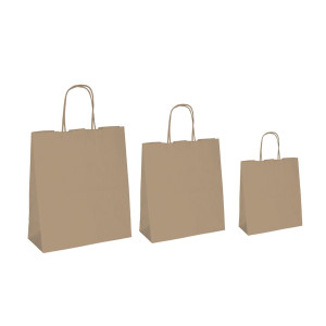 25 SHOPPERS CARTA BIOKRAFT 22X10X29CM NEUTRO CORDINO AVANA COD. 067044