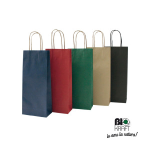 20 SHOPPERS CARTA BIOKRAFT 14X9X38CM PORTABOTTIGLIE AVANA COD. 072215