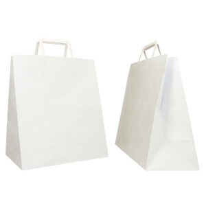 SCATOLA 250 SHOPPERS CARTA CRAFT 28X17X32CM FLAT LARGE BIANCO COD. 072604