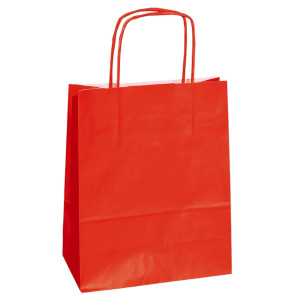 25 SHOPPERS CARTA KRAFT 14X9X20CM TWISTED ROSSO COD. 078330