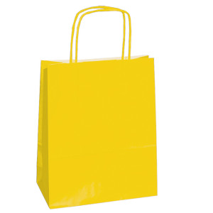 25 SHOPPERS CARTA KRAFT 14X9X20CM TWISTED GIALLO COD. 079801