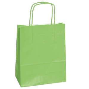 25 SHOPPERS CARTA KRAFT 14X9X20CM TWISTED VERDE MELA COD. 079818